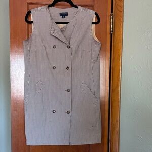 Anne Klein Brown and White Checkered Dress